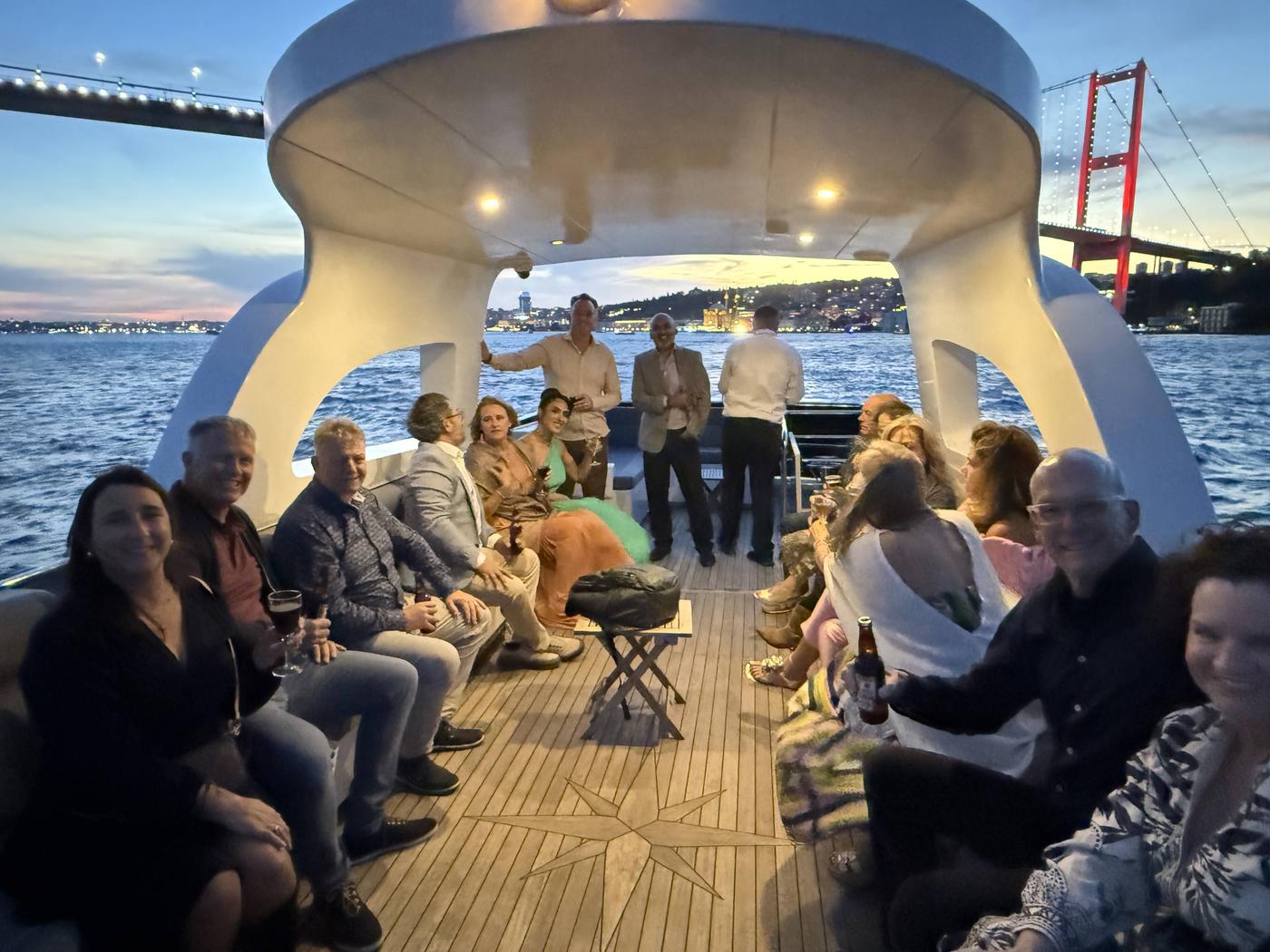 everyone on deck under the bridge