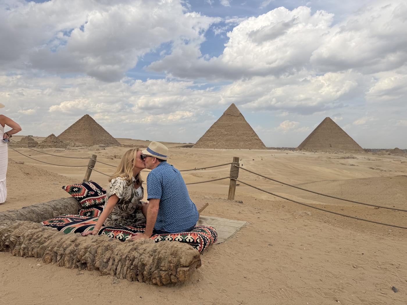 on the cushions, pyramids ahead